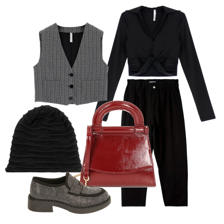 Outfit donna - Ghost outfitter - gennaio. Stile Casual chic per Tutti i giorni. Abbinamento con berretti, pantaloni, gilet, maglieria, borse a mano, mocassini.
