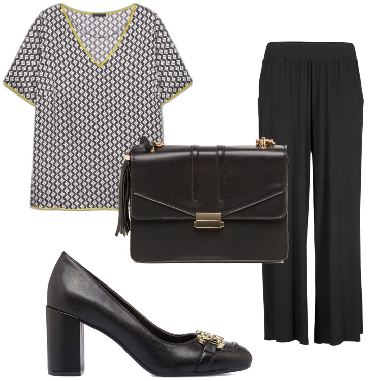 Outfit donna - Total look #1797123. Stile Minimal per Tutti i giorni. Abbinamento con pantaloni, décolleté, borse a tracolla, bluse.