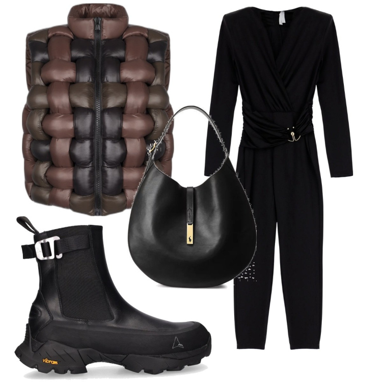 Outfit donna - Total look #1797124. Stile Trendy per Tutti i giorni. Abbinamento con tute, piumini, borse a spalla, stivaletti chelsea.