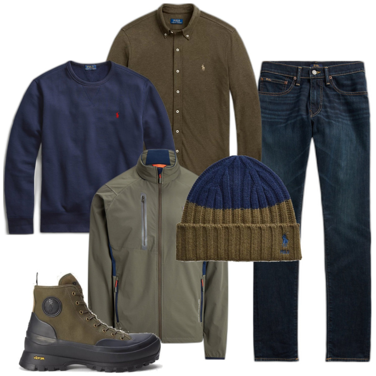 Outfit uomo - Inverno. Stile Casual per Tutti i giorni. Abbinamento con camicie, felpe, sneakers, cappotti, jeans skinny, berretti.