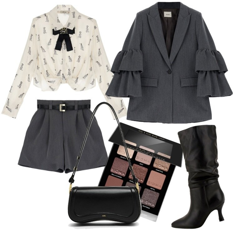 Outfit donna - Total look #1797240. Stile Chic per Serata fuori. Abbinamento con ombretti, stivali, bermuda, camicie, cappotti, borse a spalla.