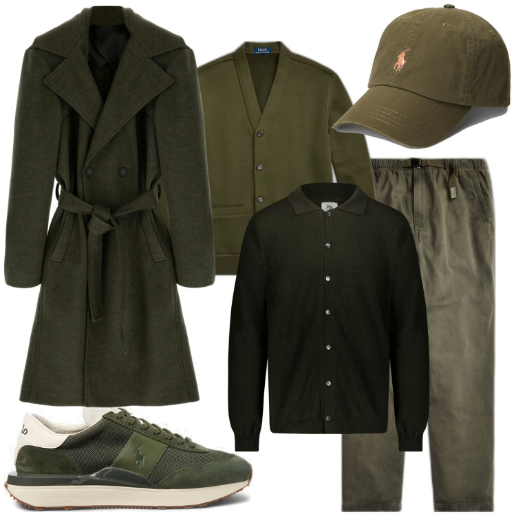 Outfit uomo - Tono su tono. Stile Urban per Tutti i giorni. Abbinamento con cappotti, cappelli, sneakers, pantaloni, cardigans, polo.