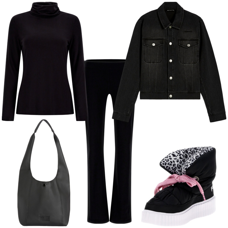 Outfit donna - Saldi invernali Freddy. Stile Basic per Tutti i giorni. Abbinamento con stivali sopra il ginocchio, borse a spalla, pantaloni, maglieria, blazer.