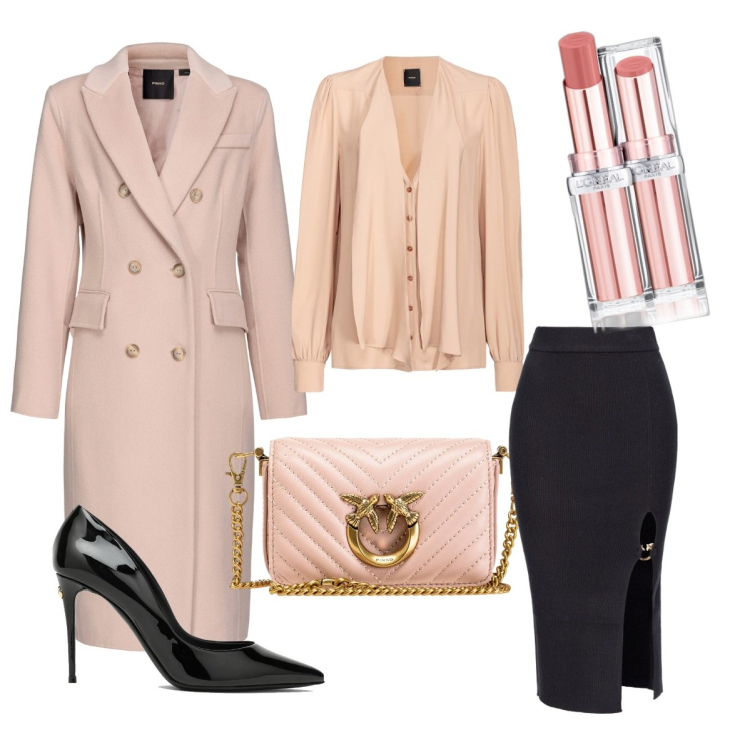 Outfit donna - Un cappotto meraviglioso. Stile Bon Ton per Serata fuori. Abbinamento con rossetti, bluse, borse a tracolla, cappotti, gonne longuette, décolleté.