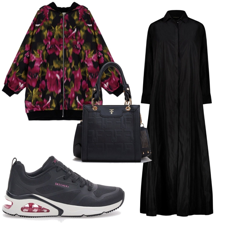 Outfit donna - Total look #1797668. Stile Sporty chic per Tutti i giorni. Abbinamento con borse tote, felpe con cappuccio, vestiti, sneakers.
