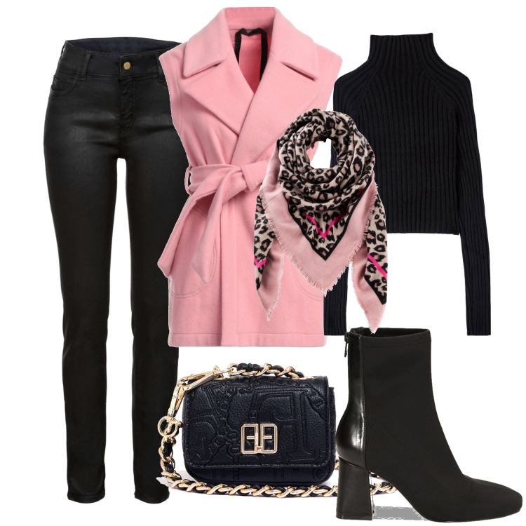 Outfit donna - Total look #1797691. Stile Glamour per Tutti i giorni. Abbinamento con foulard, pantaloni, cappotti, maglieria, marsupi, stivaletti.