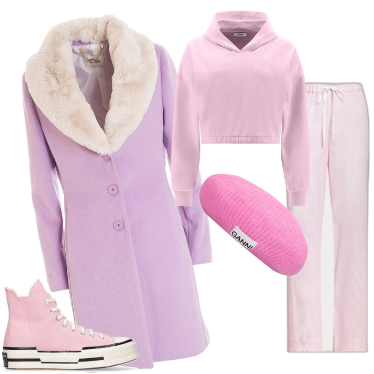 Outfit donna - Colori pastello. Stile Casual per Tutti i giorni. Abbinamento con cappotti, felpe con cappuccio, pantaloni, sneakers, berretti.