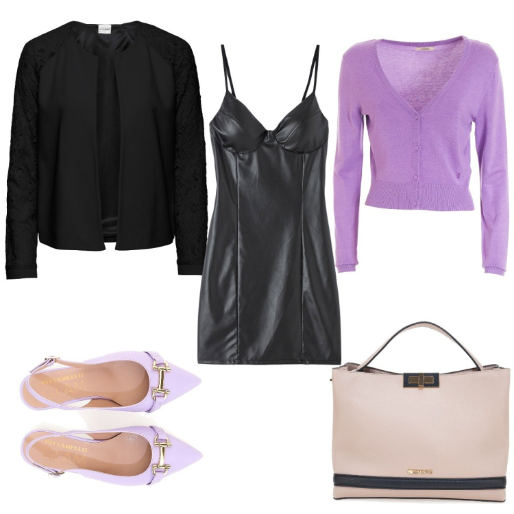 Outfit donna - Total look #1797933. Stile Casual chic per Serata fuori. Abbinamento con blazer, vestiti corti, cardigans, ballerine, borse a mano.