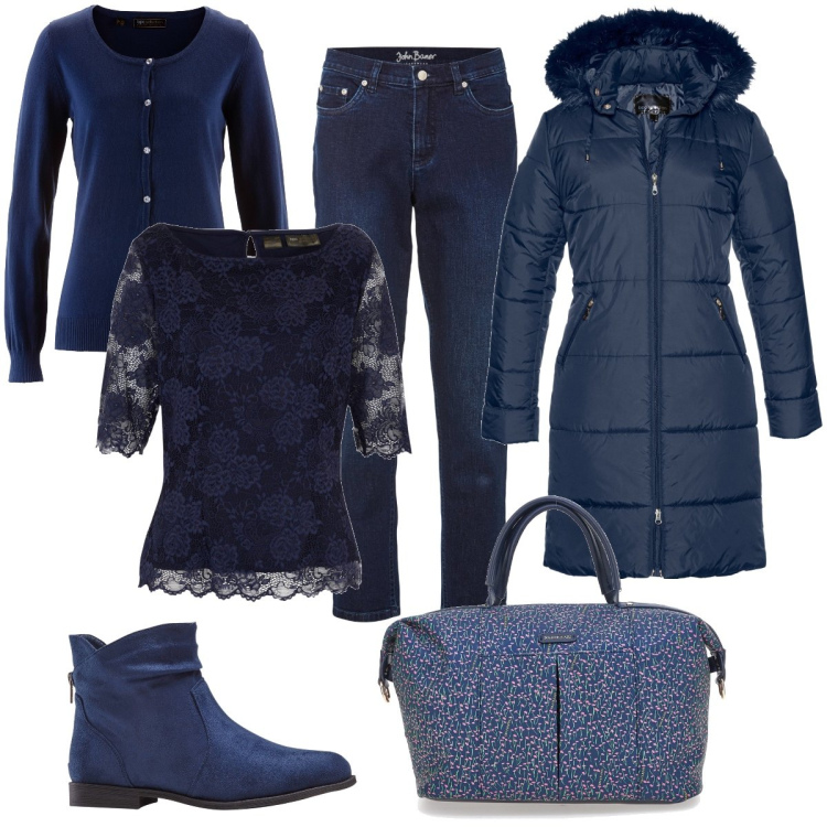 Outfit donna - Total look #1797952. Stile Basic per Tutti i giorni. Abbinamento con cardigans, stivaletti, bluse, cappotti, jeans boyfriend, borse a mano.