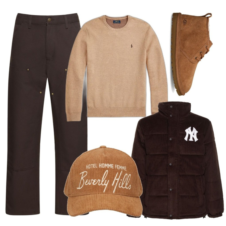 Outfit uomo - Contro il freddo!. Stile Trendy per Tutti i giorni. Abbinamento con maglieria, scarpe stringate, jeans, cappelli, piumini.