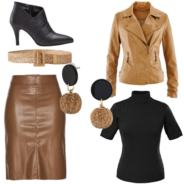 Outfit donna - Anima rock.. Stile Rock per Serata fuori. Abbinamento con gonne longuette, maglieria, orecchini, blazer, stivaletti, cinture.