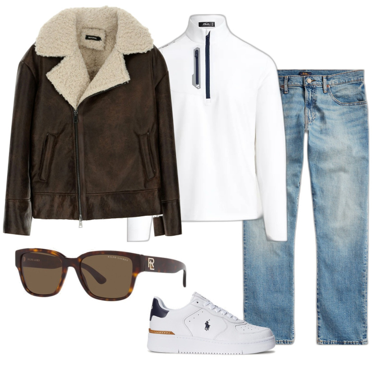 Outfit uomo - Easy. Stile Casual per Tutti i giorni. Abbinamento con cappotti, occhiali da sole, sneakers, jeans, pullovers.