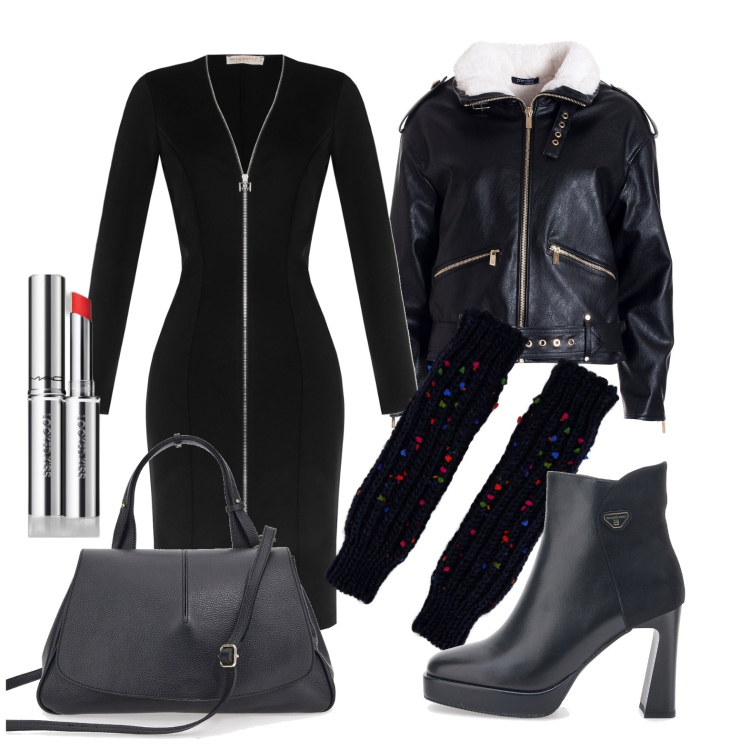 Outfit donna - Ghost outfitter - gennaio. Stile Trendy per Serata fuori. Abbinamento con rossetti, vestiti midi/longuette, blazer, guanti, borse a tracolla, stivaletti.