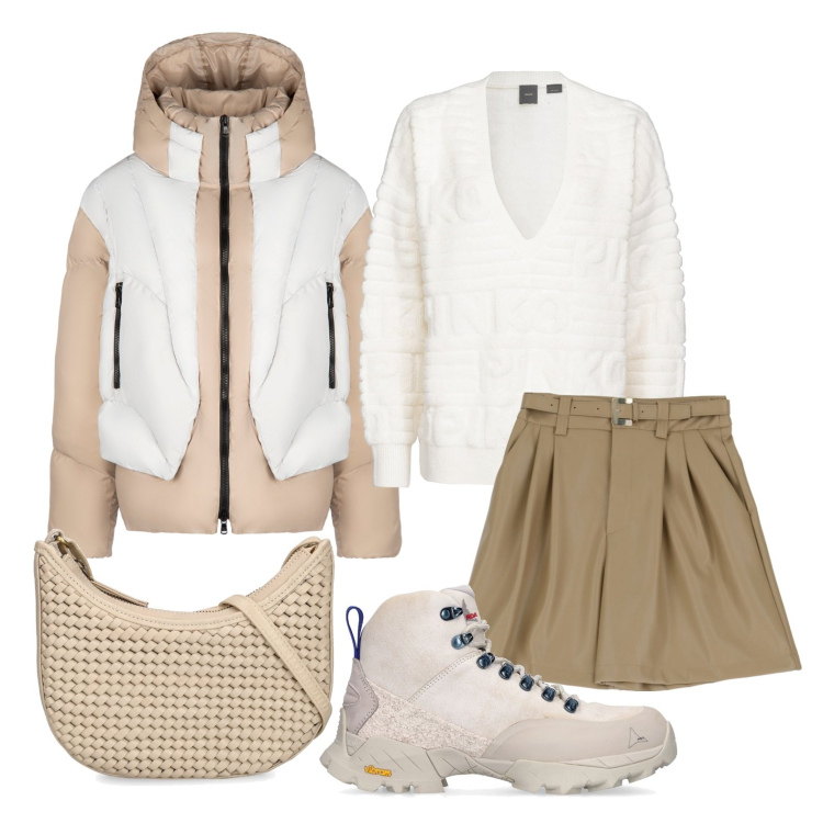 Outfit donna - Ghost outfitter - gennaio. Stile Urban per Tutti i giorni. Abbinamento con maglieria, bermuda, piumini, stivaletti, borse a spalla.