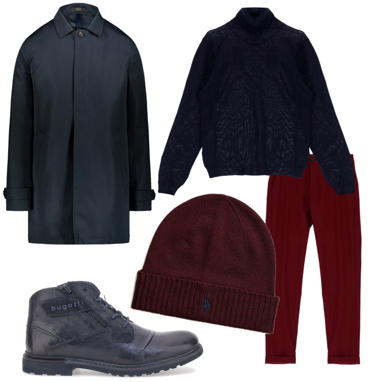Outfit uomo - Total look #1798369. Stile Trendy per Tutti i giorni. Abbinamento con maglieria, pantaloni, berretti, scarpe stringate, cappotti.