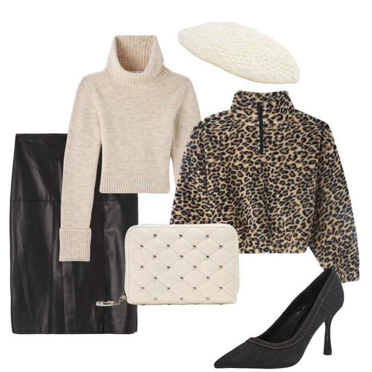 Outfit donna - Terranova Saldi invernali. Stile Glamour per Ufficio. Abbinamento con gonne longuette, maglieria, felpe, décolleté, portafogli, cappelli e berretti.