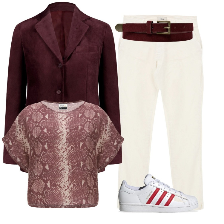 Outfit donna - Total look #1798622. Abbinamento con jeans slim fit, maglieria, cinture, sneakers, blazer.