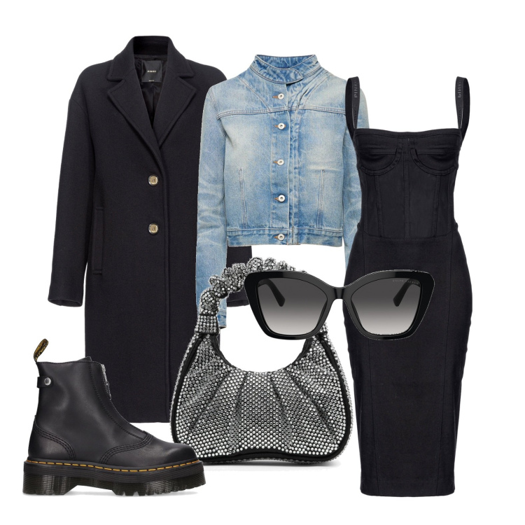 Outfit donna - Ghost outfitter - gennaio. Stile Glamour per Tutti i giorni. Abbinamento con vestiti midi/longuette, cappotti, occhiali da sole, stivaletti, giacche, borse a mano.