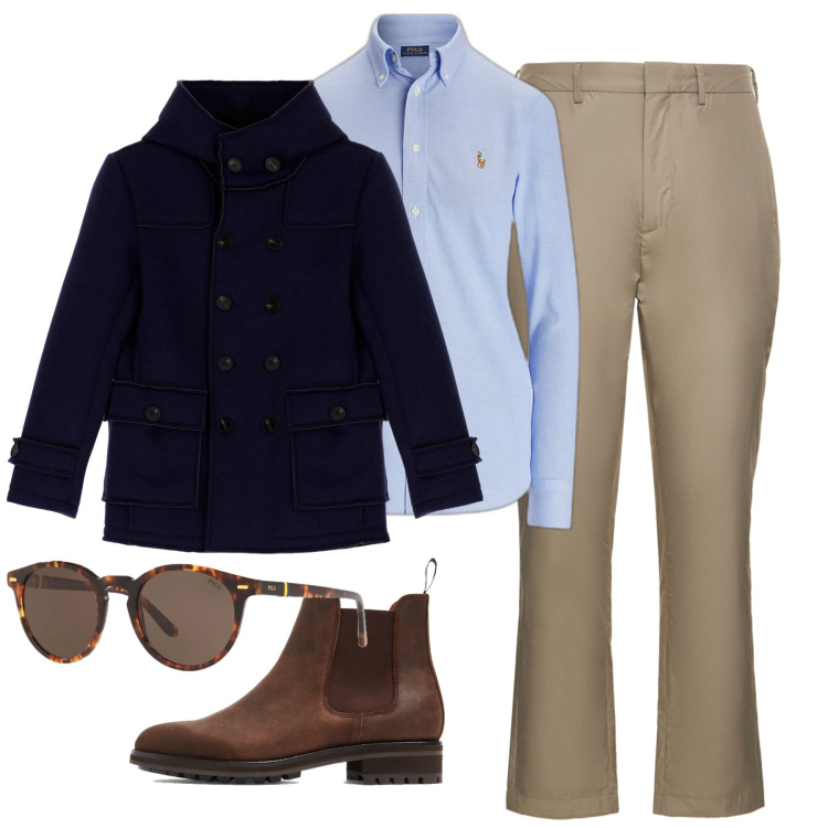 Outfit uomo - Elegante. Stile Business/Elegante per Tutti i giorni. Abbinamento con cappotti, occhiali da sole, camicie, stivali e stivaletti, pantaloni.