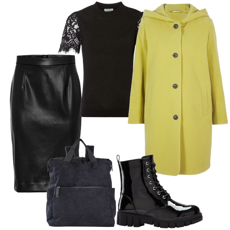 Outfit donna - Saldi 2024. Stile Trendy per Serata fuori. Abbinamento con zaini, cappotti, gonne longuette, stivaletti, t-shirt.