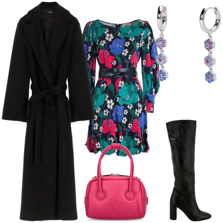 Outfit donna - Comoda con stile. Stile Casual chic per Tutti i giorni. Abbinamento con orecchini, cappotti, vestiti lunghi, stivali, borse a mano.
