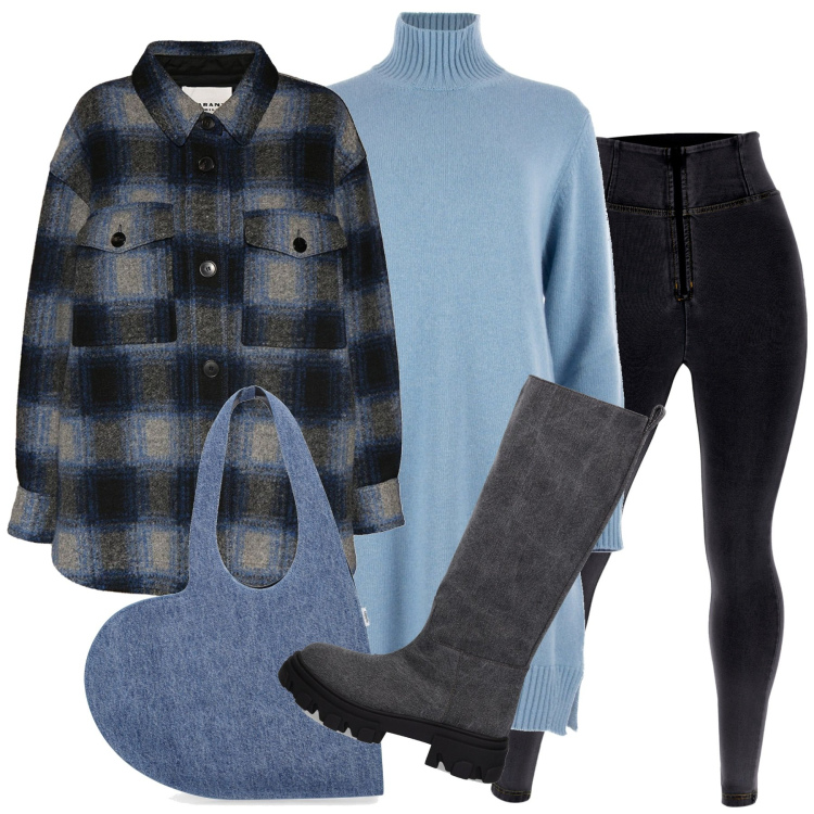 Outfit donna - Inverno - Urban girl. Stile Urban per Tutti i giorni. Abbinamento con jeggings, vestiti, cappotti, shopping bag, stivali.