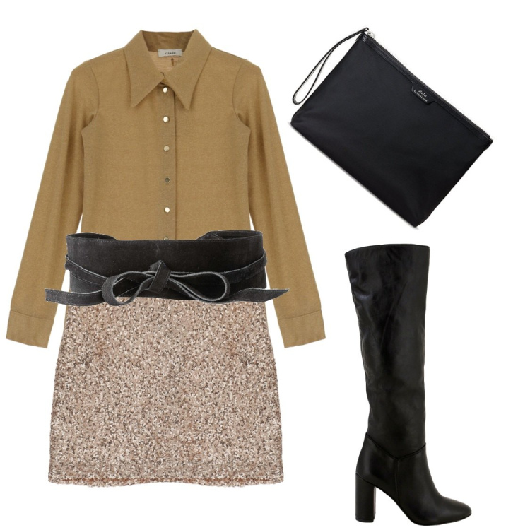 Outfit donna - Total look #1799211. Abbinamento con cinture, minigonne, stivali, camicie, pochette.