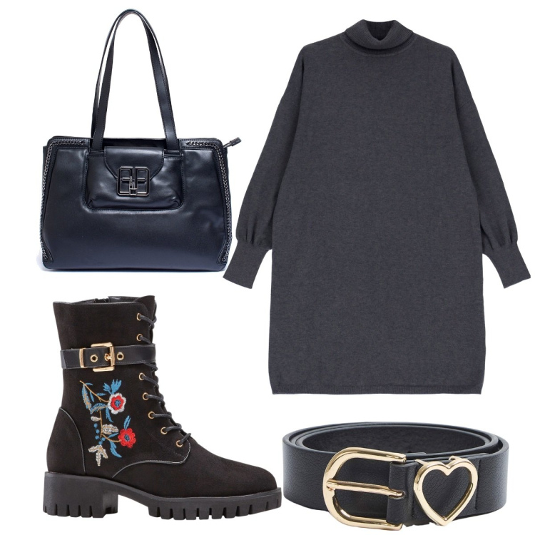 Outfit donna - Total look #1799328. Stile Minimal per Tutti i giorni. Abbinamento con stivali, cinture, borse a mano, vestiti corti.