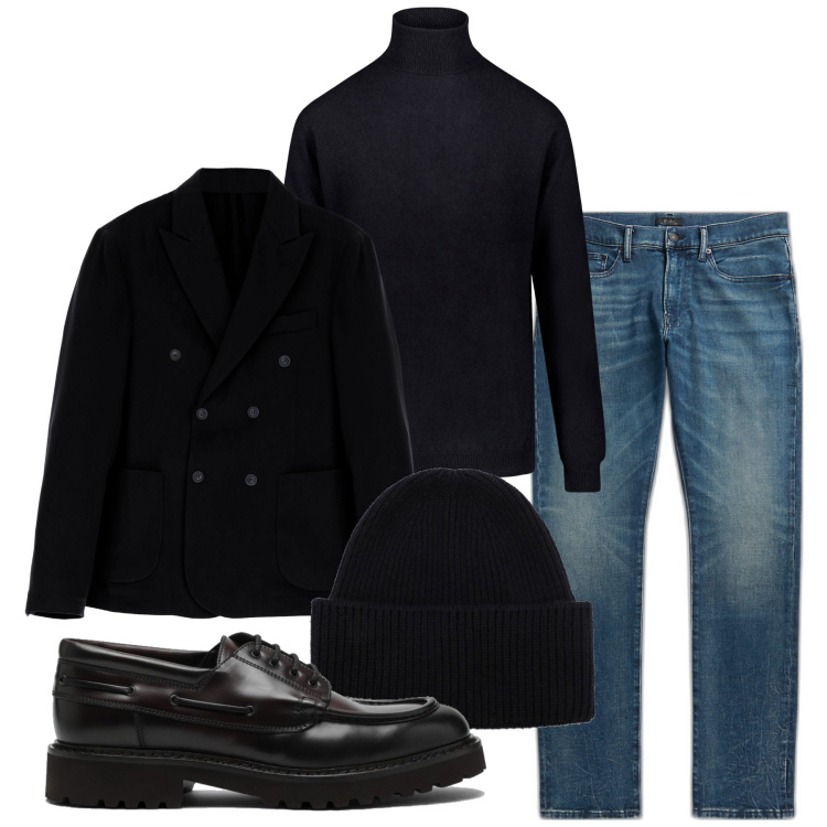Outfit uomo - Inverno - mio capitano. Stile Urban per Tutti i giorni. Abbinamento con cappotti, jeans, maglieria, scarpe stringate, cappelli.