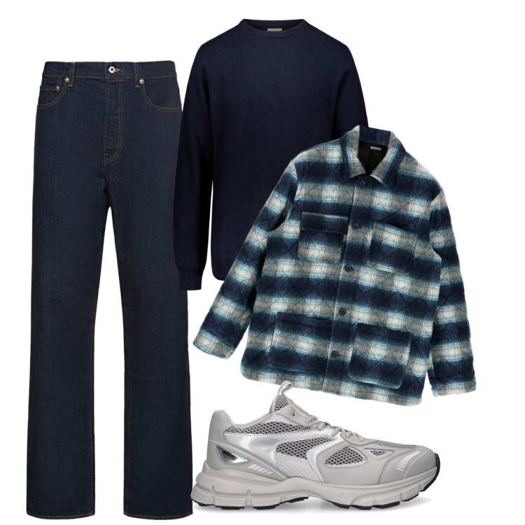 Outfit uomo - Casual. Stile Casual per Tutti i giorni. Abbinamento con cappotti, maglieria, jeans dritti, sneakers.