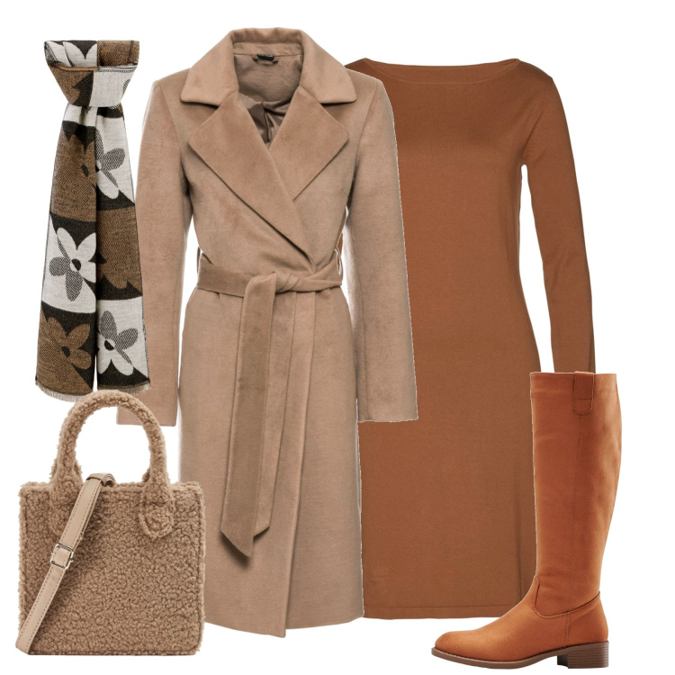 Outfit donna - City. Stile Casual chic per Tutti i giorni. Abbinamento con stivali, vestiti, cappotti, shopping bag, sciarpe.