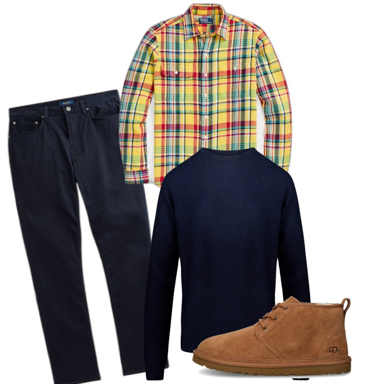Outfit uomo - Arlecchino. Stile Casual per Tutti i giorni. Abbinamento con pantaloni, camicie, maglieria, scarpe stringate.