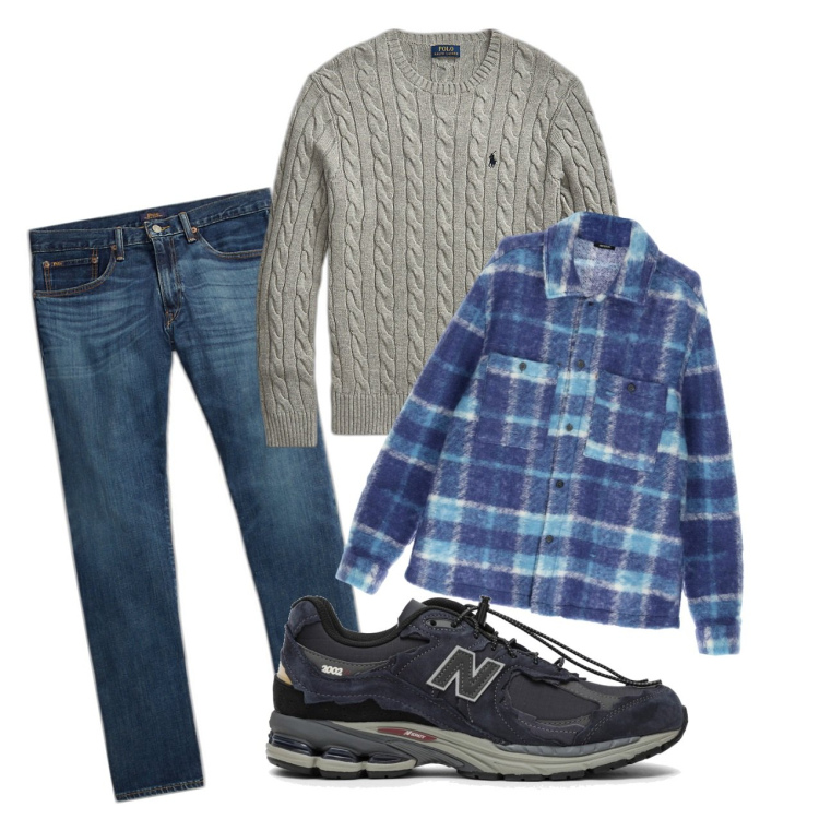 Outfit uomo - Quadri. Stile Casual per Tutti i giorni. Abbinamento con camicie, jeans dritti, maglieria, sneakers.