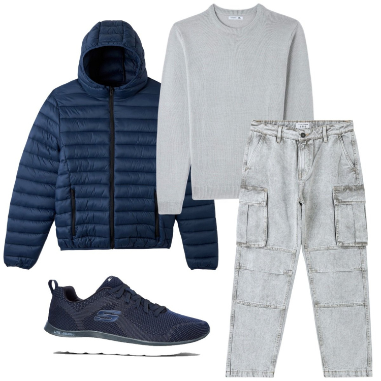 Outfit uomo - Total look #1799683. Stile Casual per Tutti i giorni. Abbinamento con sneakers, jeans, maglieria, cappotti.