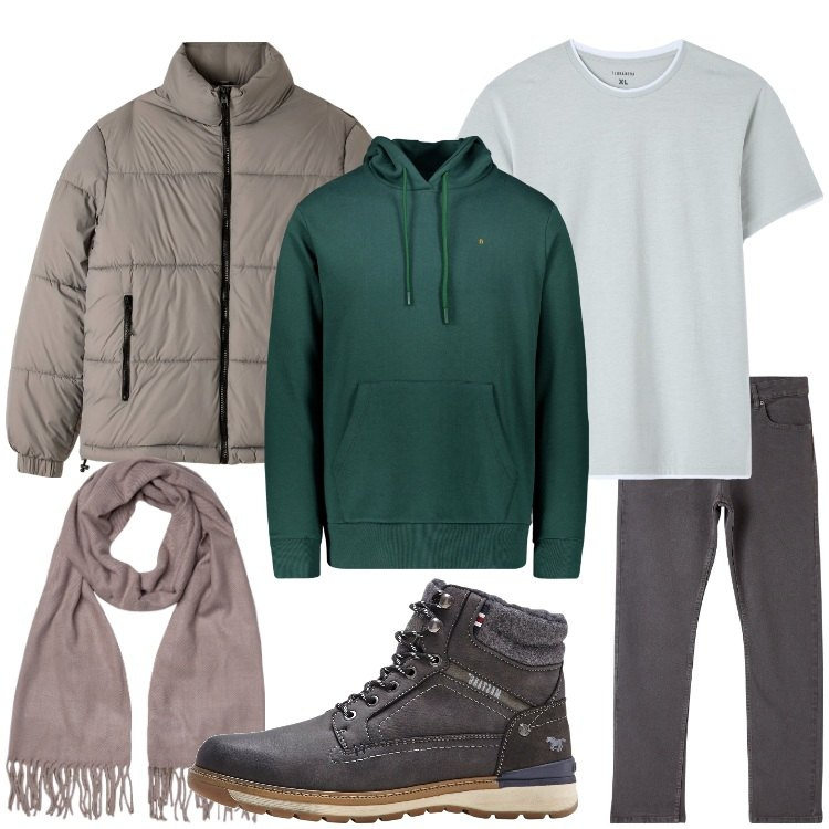 Outfit uomo - Una felpa calda!. Stile Casual per Tutti i giorni. Abbinamento con stivali e stivaletti, t-shirt, piumini, pantaloni, sciarpe, felpe con cappuccio.