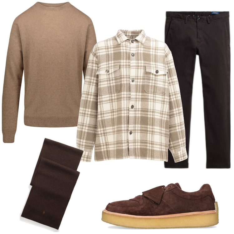 Outfit uomo - Total look #1799806. Stile Casual per Tutti i giorni. Abbinamento con pantaloni, sciarpe, maglieria, sneakers, cappotti.