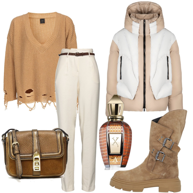 Outfit donna - Clara Amber. Stile Casual chic per Tutti i giorni. Abbinamento con stivali, borse a spalla, pantaloni, profumi, pullovers, piumini.