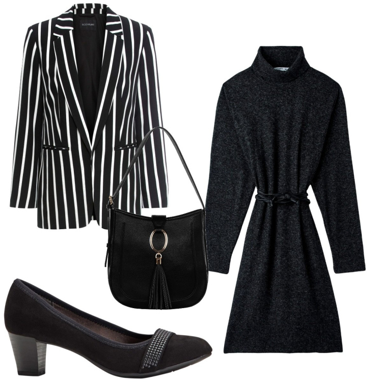 Outfit donna - Total look #1800041. Stile Trendy per Tutti i giorni. Abbinamento con décolleté, blazer, vestiti, borse a spalla.