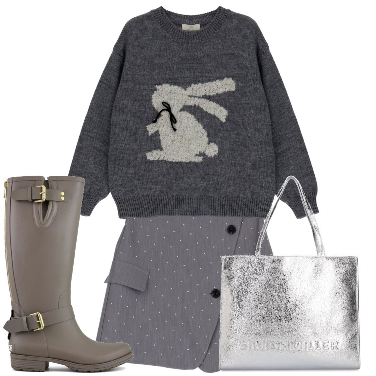 Outfit donna - Bunny. Abbinamento con minigonne, pullovers, stivali, shopping bag.
