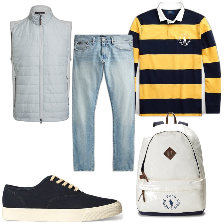 Outfit uomo - Total look #1800105. Stile Trendy per Tutti i giorni. Abbinamento con sneakers, borse sportive, piumini, jeans, maglieria.