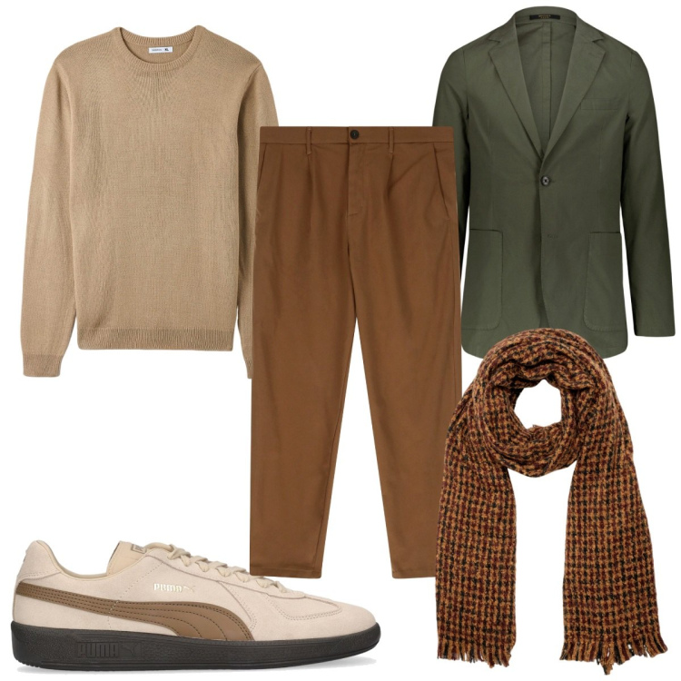 Outfit uomo - Total look #1800115. Stile Trendy per Tutti i giorni. Abbinamento con maglieria, pantaloni, sciarpe, sneakers, cappotti.