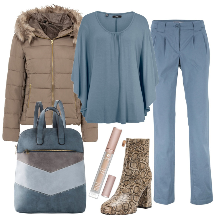 Outfit donna - Zaino raffinato confortevole e moderno. Stile Casual per Tutti i giorni. Abbinamento con pantaloni chino, maglieria, giacche, zaini, correttori, stivaletti.