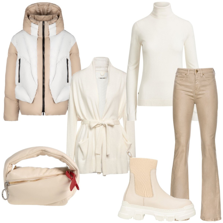 Outfit donna - Resta al caldo, ma sempre chic. Stile Casual chic per Tutti i giorni. Abbinamento con maglieria, borse a mano, cardigans, stivaletti, jeans, piumini.