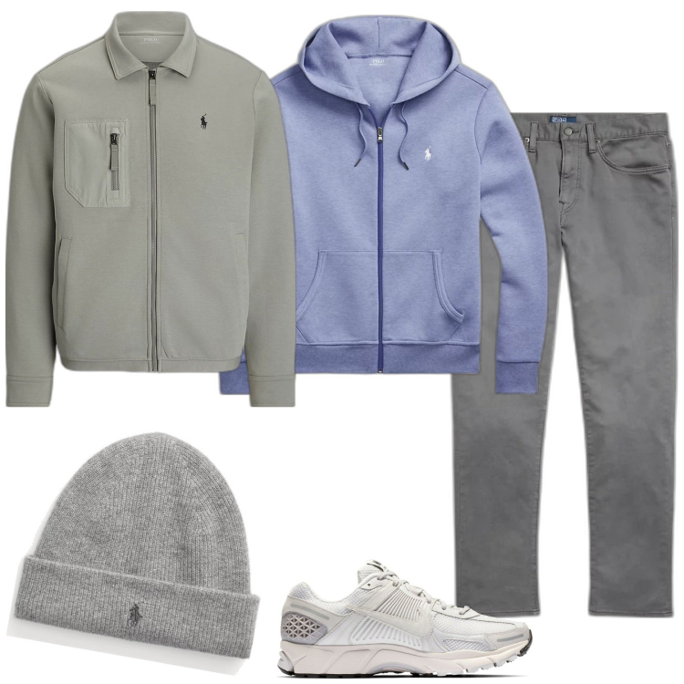 Outfit uomo - Total look #1800941. Stile Casual per Tutti i giorni. Abbinamento con felpe, giacche, berretti, pantaloni chino, sneakers.