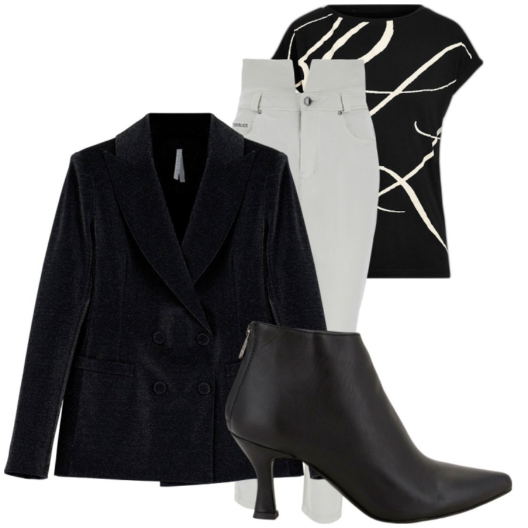 Outfit donna - Total look #1801023. Abbinamento con cappotti, pantaloni, stivaletti, maglieria.