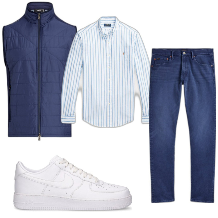 Outfit uomo - Total look #1801078. Stile Casual per Tutti i giorni. Abbinamento con camicie, jeans, piumini, sneakers.