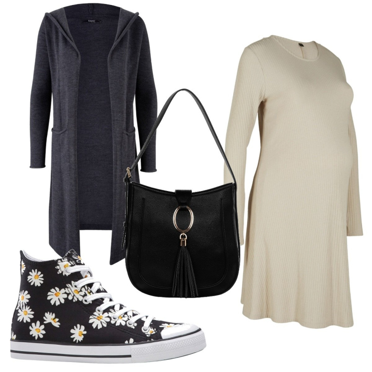 Outfit donna - Total look #1801090. Stile Basic per Tutti i giorni. look ideale per Premaman. Abbinamento con cardigans, sneakers alte, vestiti, borse a spalla.