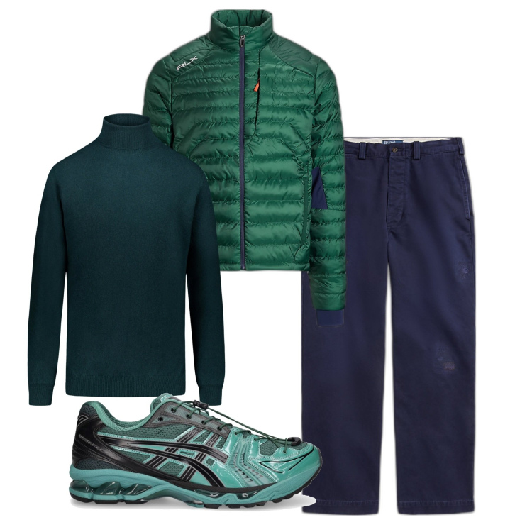 Outfit uomo - Inverno. Stile Urban per Tutti i giorni. Abbinamento con pantaloni, cappotti, maglieria, sneakers.