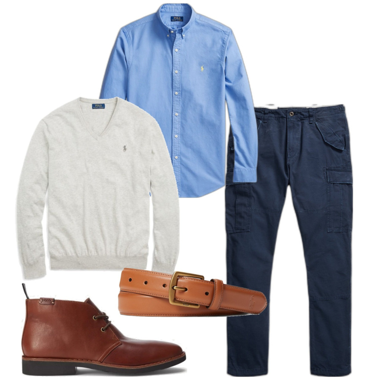 Outfit uomo - Inverno. Stile Casual per Tutti i giorni. Abbinamento con maglieria, cinture, stivali e stivaletti, pantaloni cargo, camicie.