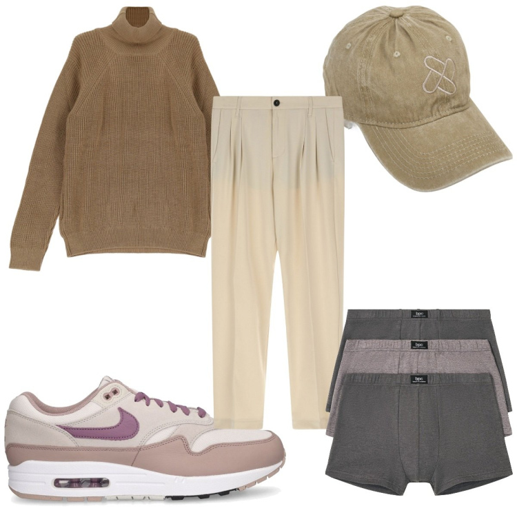 Outfit uomo - Total look #1801580. Stile Trendy per Tutti i giorni. Abbinamento con boxer, cappelli con visiera, pantaloni, maglieria, sneakers.